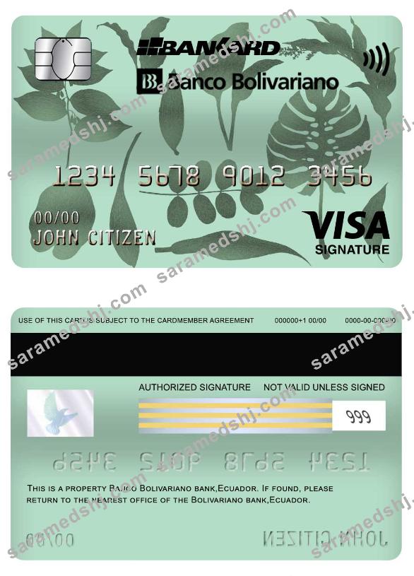 Ecuador Bolivariano bank visa signature card